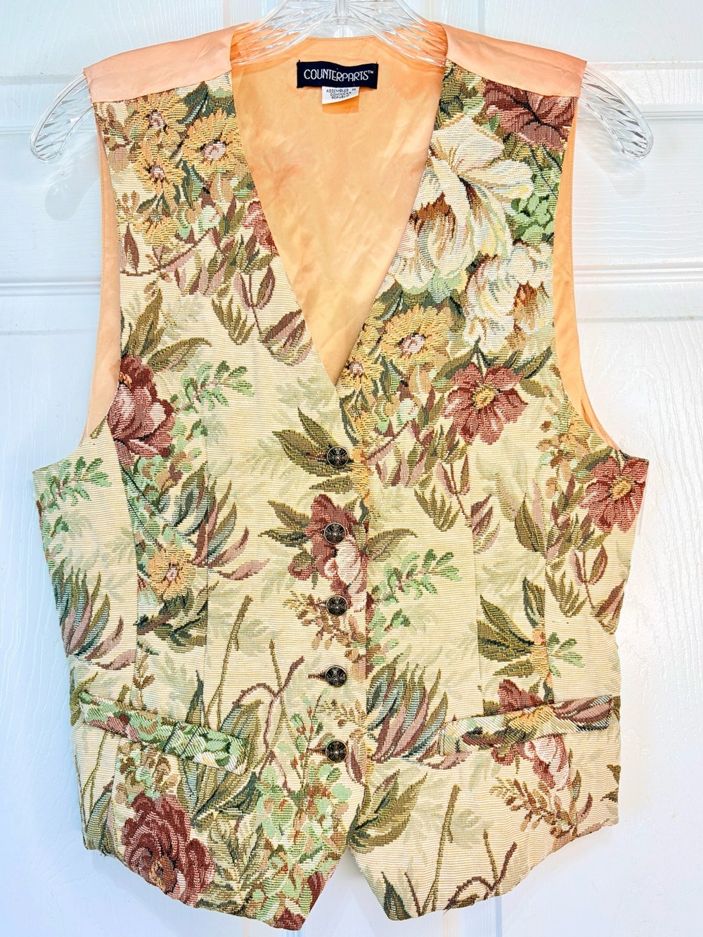 Vintage 90's Counterparts Cottagecore Fairycore Floral Tapestry Vest Size Medium